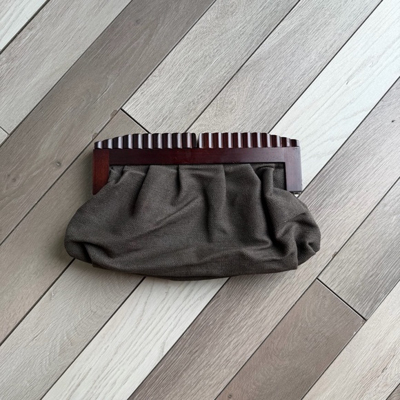 Old Navy Vintage Brown Clutch with Wooden Accents - Picture 2 of 5